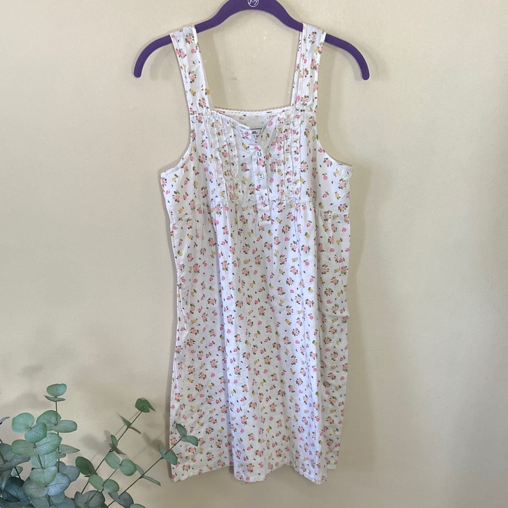 Plume Floral Cotton Mini Dress Cottagecore Button Front Small Vintage Inspired
